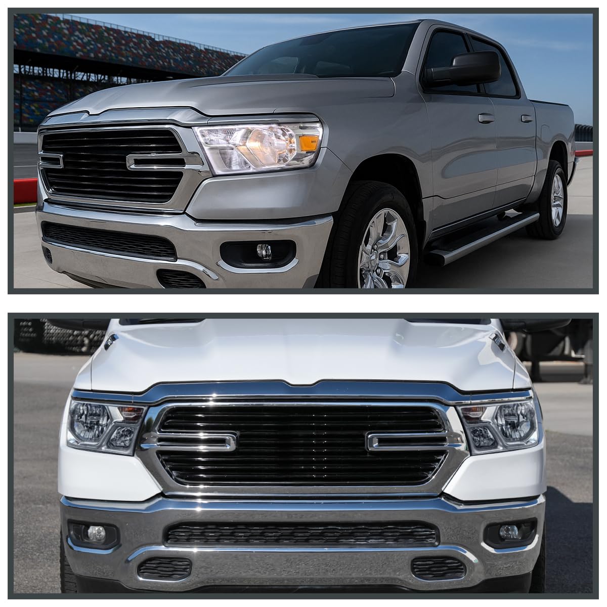 Replacement SPEC-D TUNING Chrome Headlights Compatible with 2019-2024 Ram 1500, Left + Right Pair Headlamp Assembly