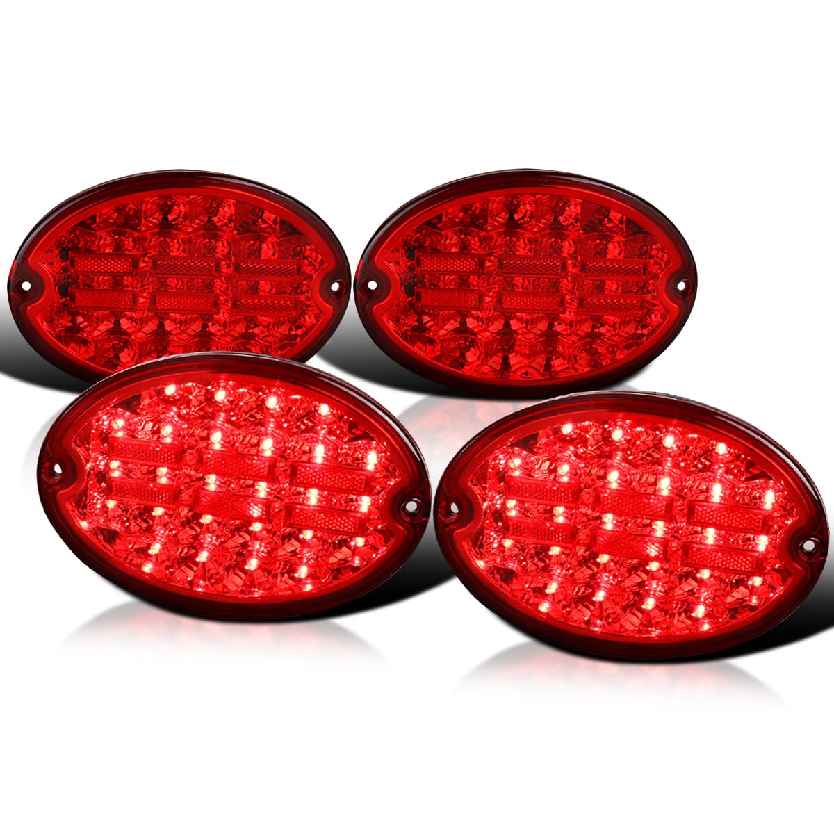 4PC Spec-D Tuning Red LED Tail Lights Set Taillight Assembly Compatible with 1997-2004 Chevy Corvette Left + Right Pair Assembly