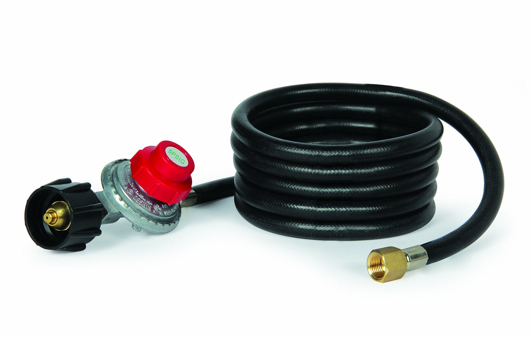 8' Camco Propane Hose with Regulator for Little Red Campfire, Black