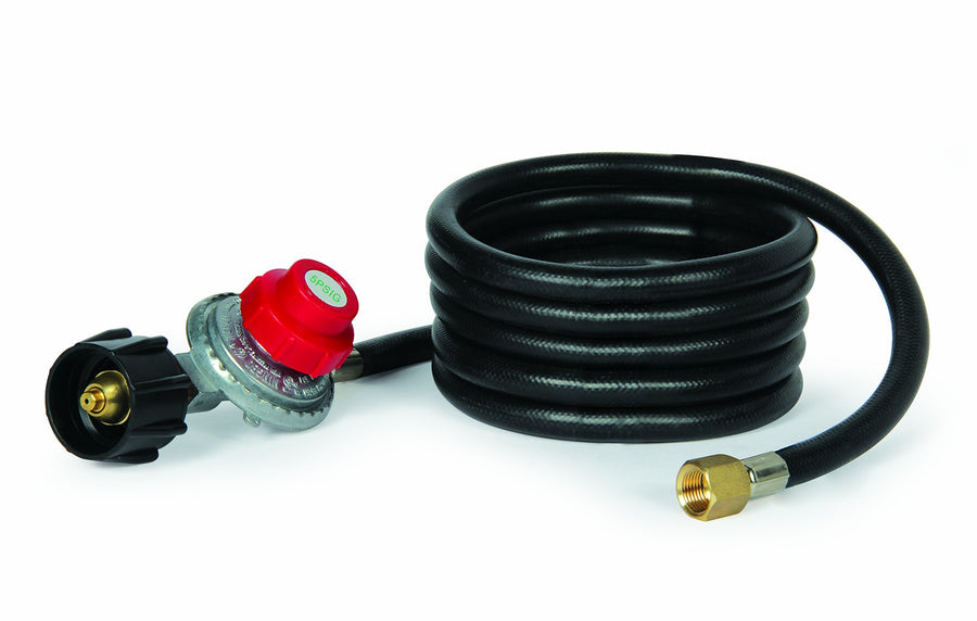 8' Camco Propane Hose with Regulator for Little Red Campfire, Black