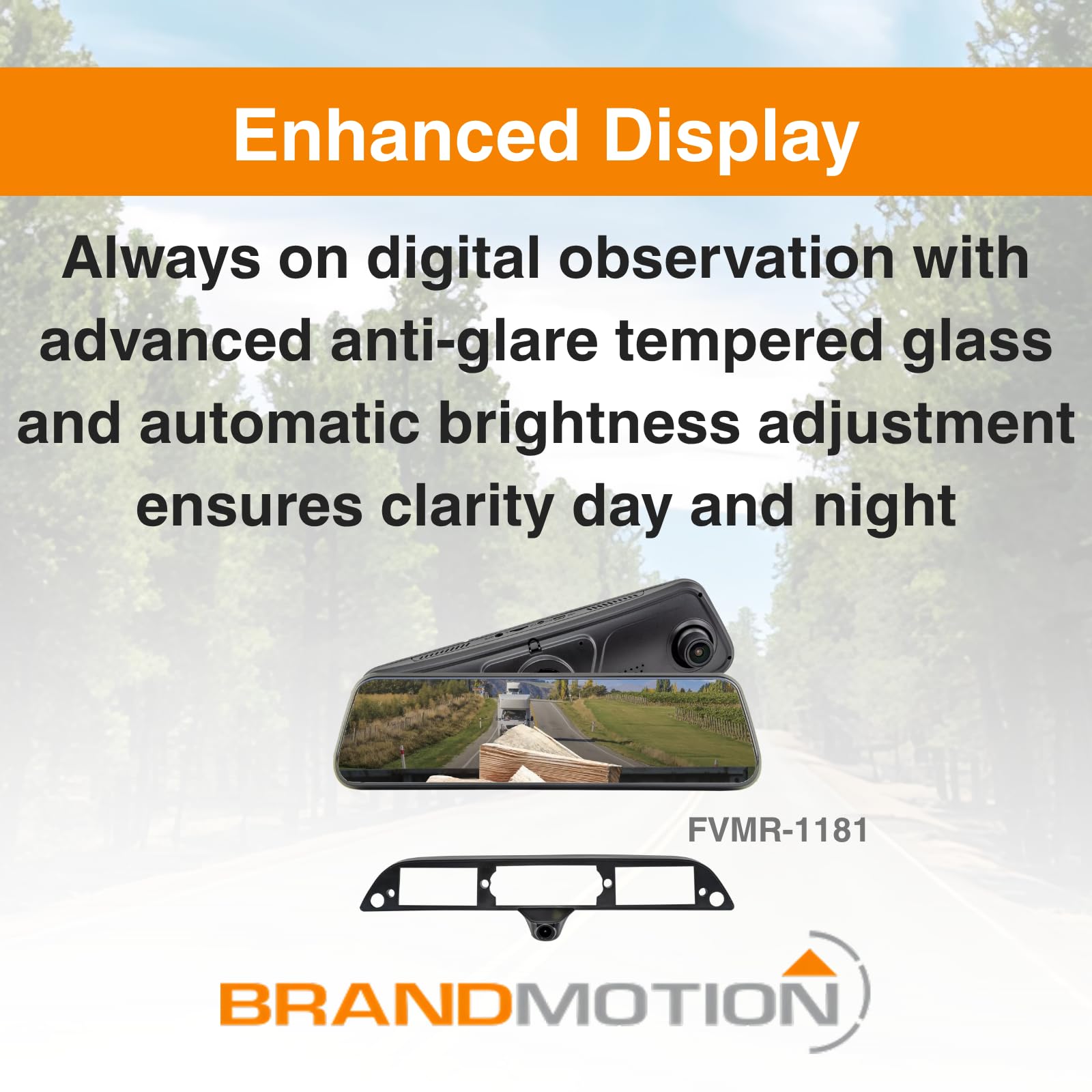 FullVUE Mirror Vision Camera System Brandmotion FVMR-1181 fits 2015-2025 F150 & 2017-2025 F250 F350 Super Duty | Full Touchscreen for Easy Adjustments | Automatic Brightness Adjustment