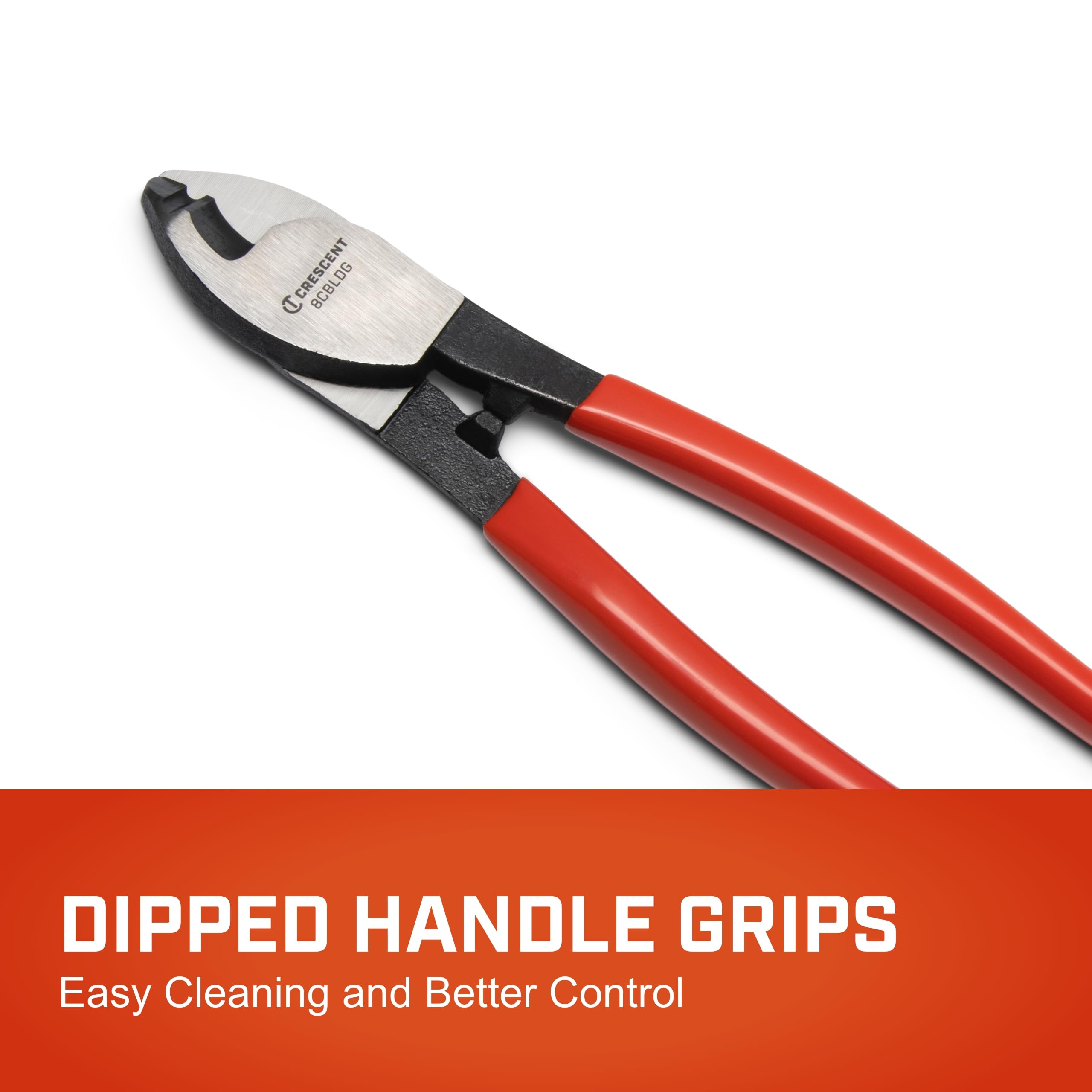 Crescent Cable Cutter, Pliers Dipped Handle - Premium Cutting Pliers with Sheer-Cut Blades & Ergonomic Grip - Professional-Grade Hand Tool - 8" - 8CBLDG
