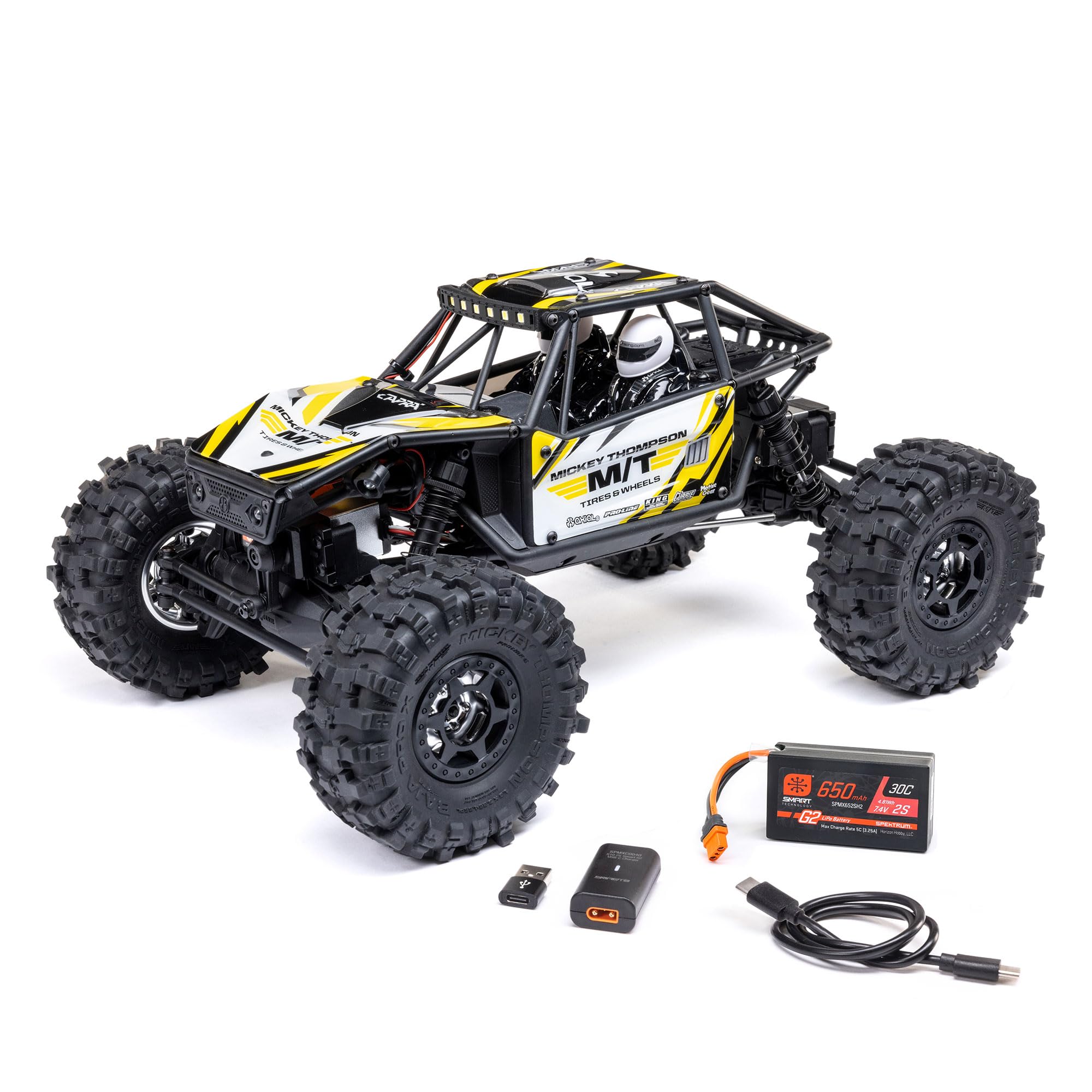 Axial RC Truck 4WS UTB18 Capra 1/18th 4x4 RTR (Comes with Everything Needed to Run), Yellow, AXI-1750T2