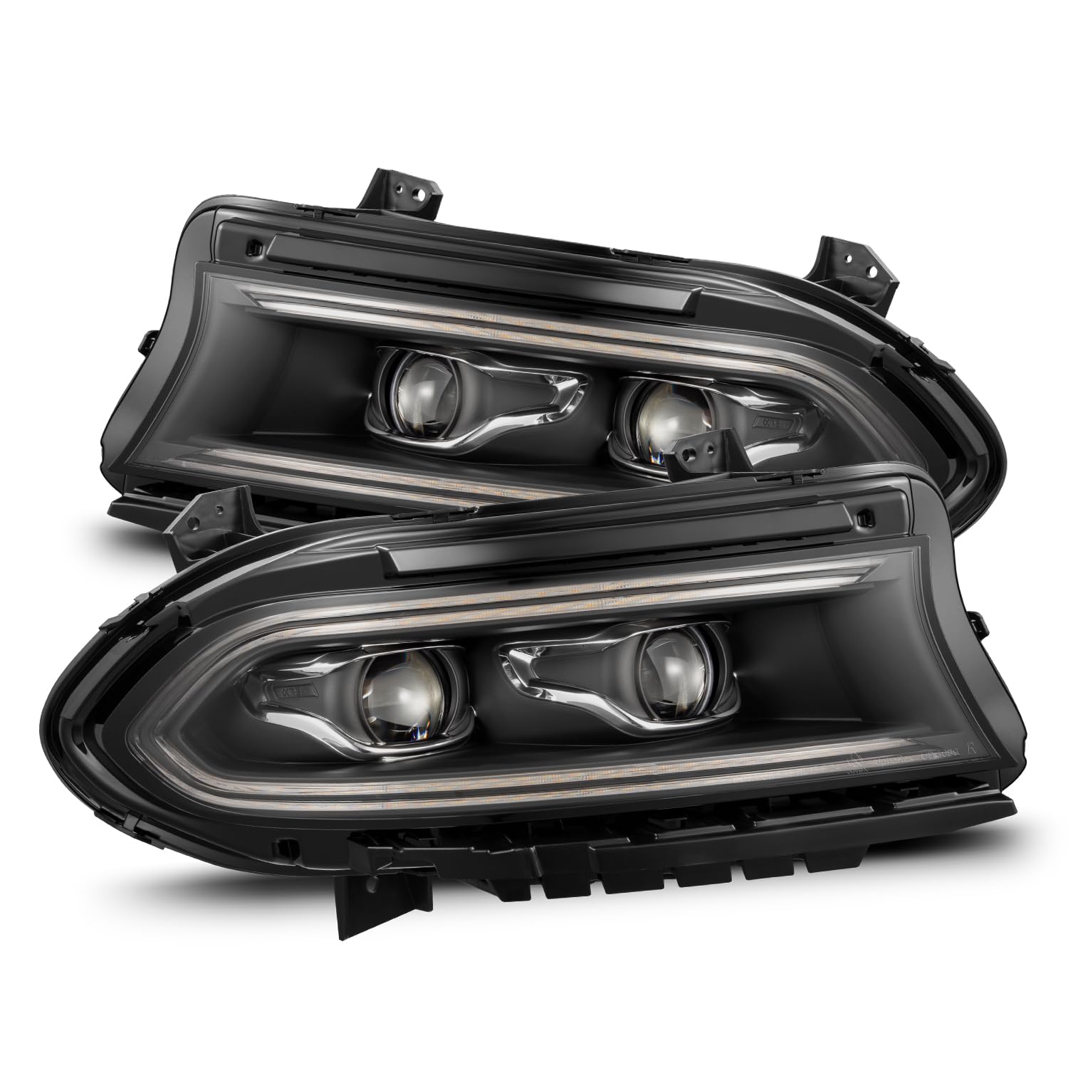 LUXX-Series AlphaRex LED Projector Headlights for 15-23 Charger Black