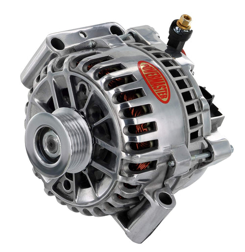 Alternator Powermaster 68253 Polish (6G 200A 6 Groove Pulley Large Frame Trans Mating "Mustang" LI-SIG-AS Regular)