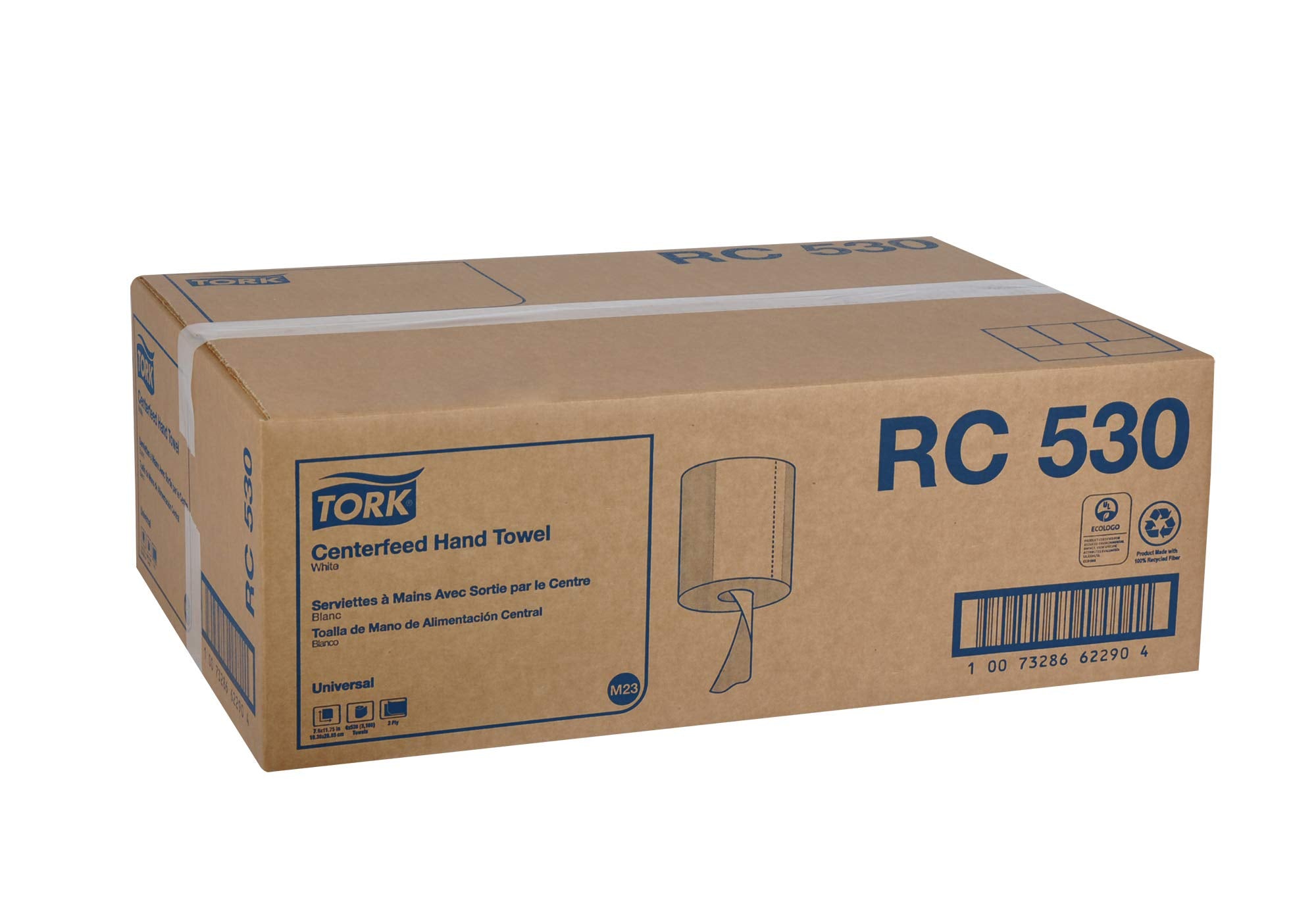 Tork Hand Towel Centerfeed White One-at-a-time Dispensing, M23 Compatible 6 Rolls x 530 Sheets (RC530)