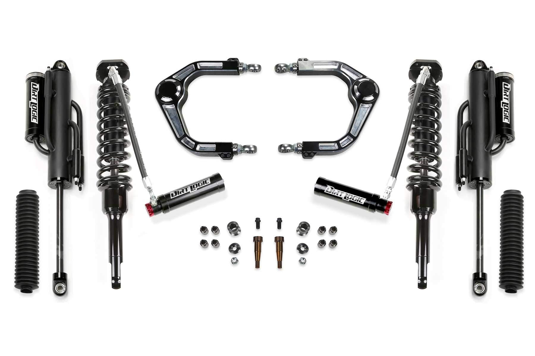 Fabtech Uniball K2357DL Control Arm Lift System 0-2 in. Lift Aluminum Incl. Upper Control Arm Front Dirt Logic 3.0 Resi Coilovers And Rear Dirt Logic 3.0 Bypass Shocks Uniball Control Arm Lift System