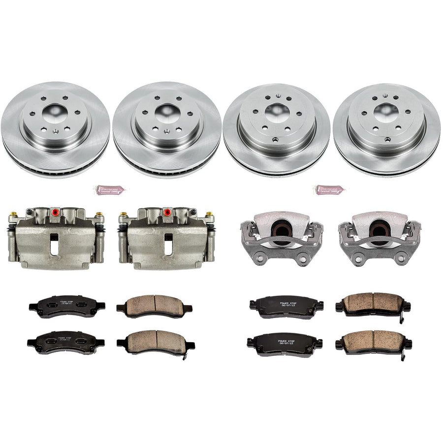 Power Stop KCOE4466 Replacement Autospeciality Front and Rear Caliper Kit- OE Rotors, Ceramic Brake Pads, Calipers For Enclave, Traverse, Acadia, Acadia Limi, Outlook [Model Specific]