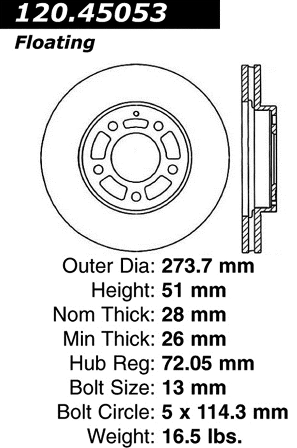 Sport Drilled/Slotted Brake Rotor StopTech 127.45053R (Front Right), 1 Pack