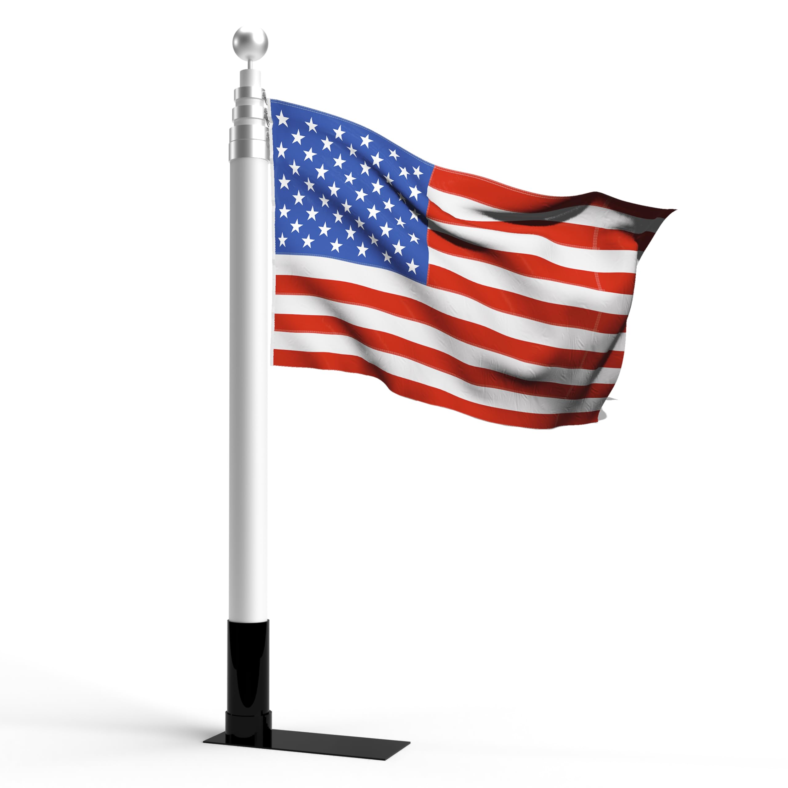 Camco Flagpole Kit Telescoping Camper/RV - Features Adjustable Pole Height Extends to 20-Ft & Collapses to 65-In - Includes Tire-Anchored Flagpole Holder, Storage Bag & 3’ x 5’ American Flag (51600)