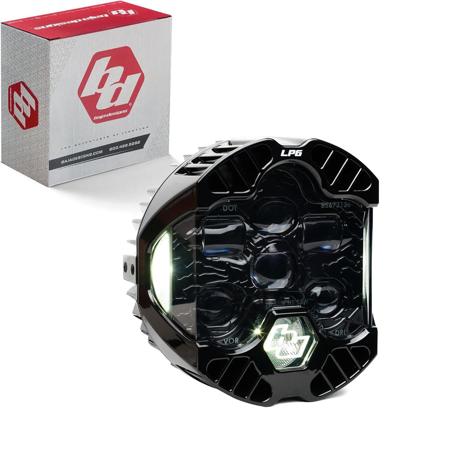 Baja Designs LP6 DOT SAE 6.5" Road-Legal LED Headlight – High/Low Beam Functionality with Clear DRL - Universal Fit for Motorcycle, Jeep, & Off-Road (Single)
