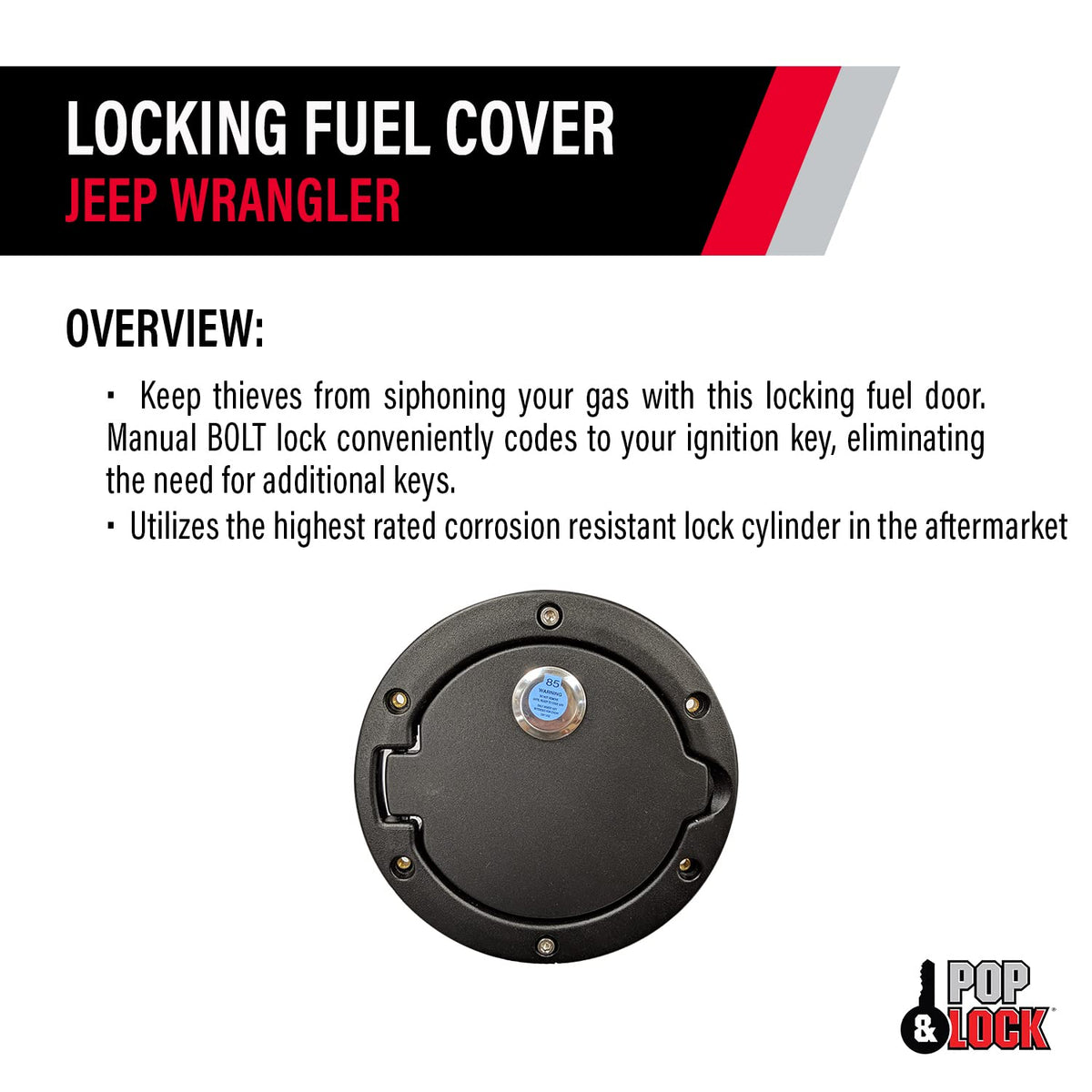 Locking Fuel Cover Pop N Lock W/Bolt Technology 2007-2018