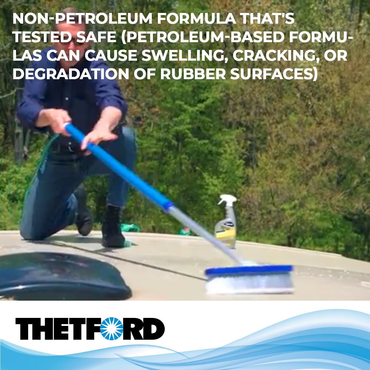 Thetford Premium RV Rubber Roof Cleaner - Non-Toxic, Non-Abrasive roof detergent 64 oz 96016