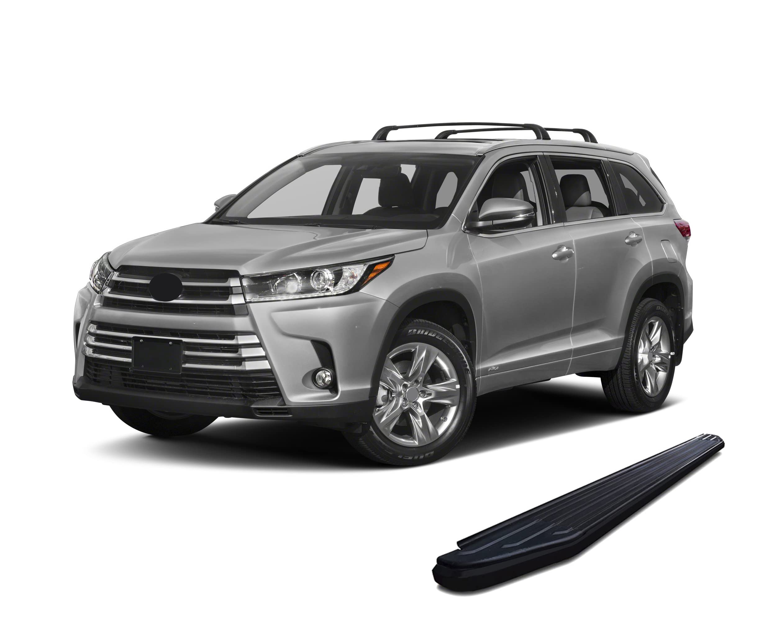 Peerless Black Horse Off Road Running Boards Compatible with 2014 to 2021 Toyota Highlander Black Aluminum Nerf Bars Side Steps Low Door Off Road SUV Pick up cab PR-TYHGBK-14