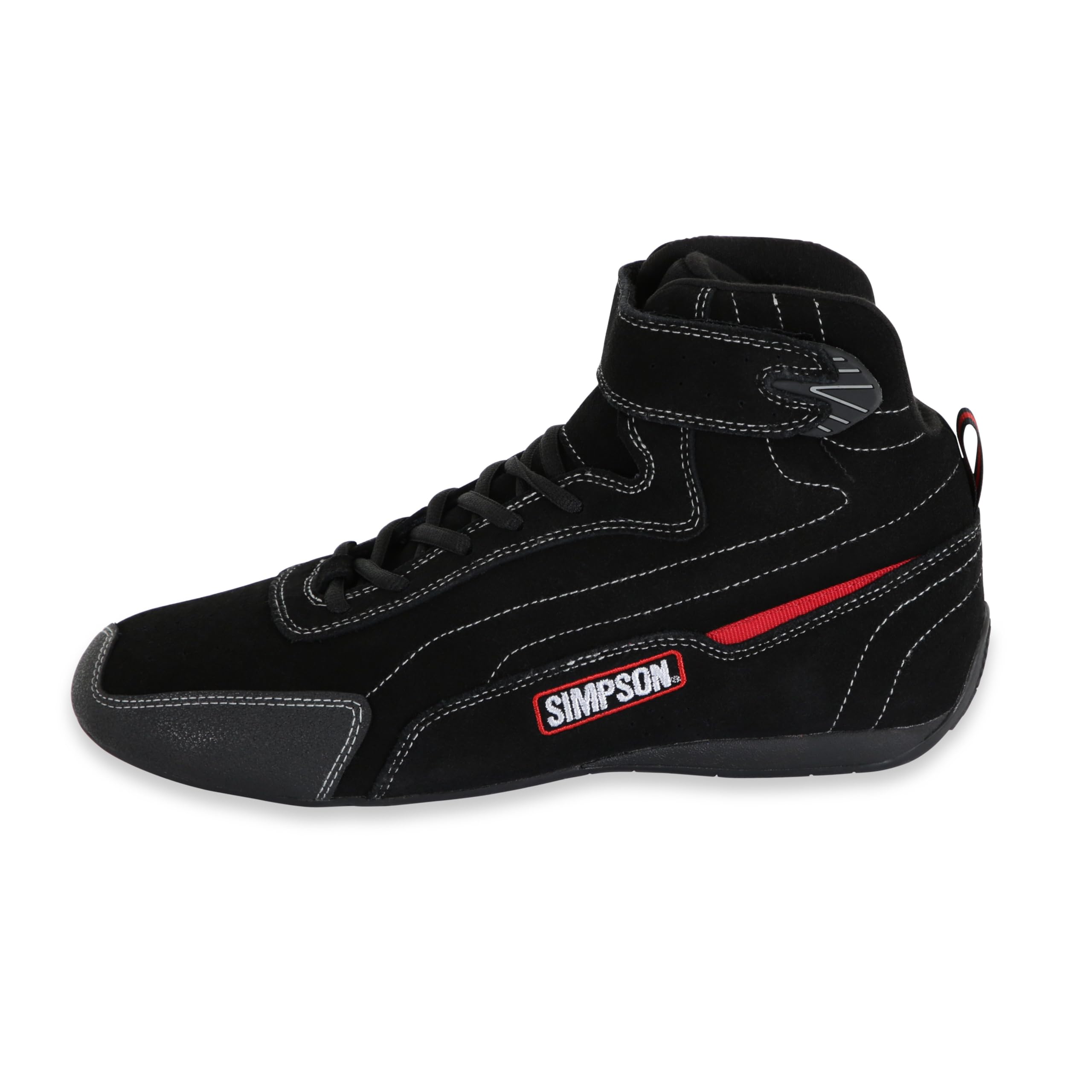 Racing Simpson Turbine Shoes for Adult Racers - Men's 8, Black, Auto Racing, SFI 3.3/5 Certified, High Top, Nomex Fire-Retardant Lining, Unisex