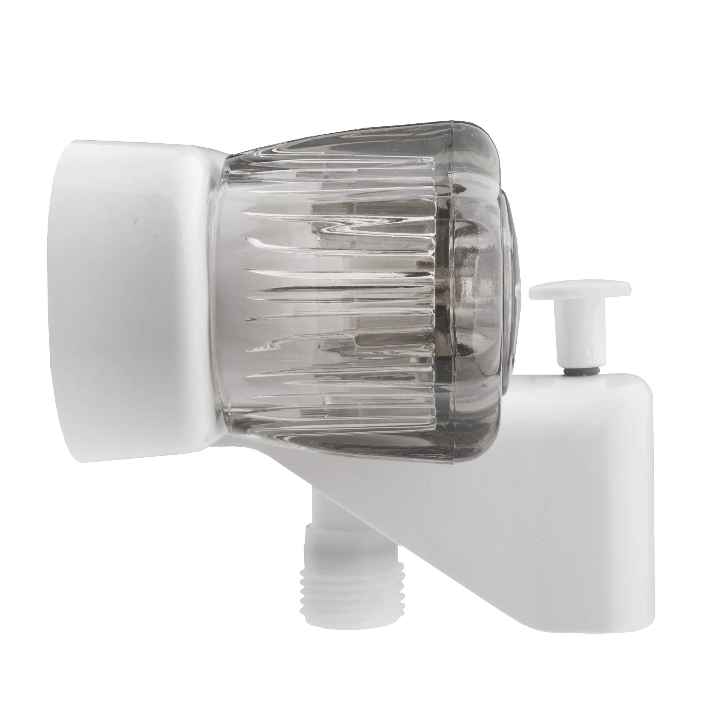 Dura Faucet RV Tub & Shower Faucet Valve Diverter DF-SA110S-WT with Smoked Acrylic Knobs (White)