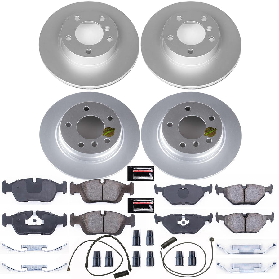 Power Stop CRK498 Brake Kit Front and Rear Coated Rotor - Coated Brake Rotors & Z23 Carbon-Fiber Ceramic Brake Pads