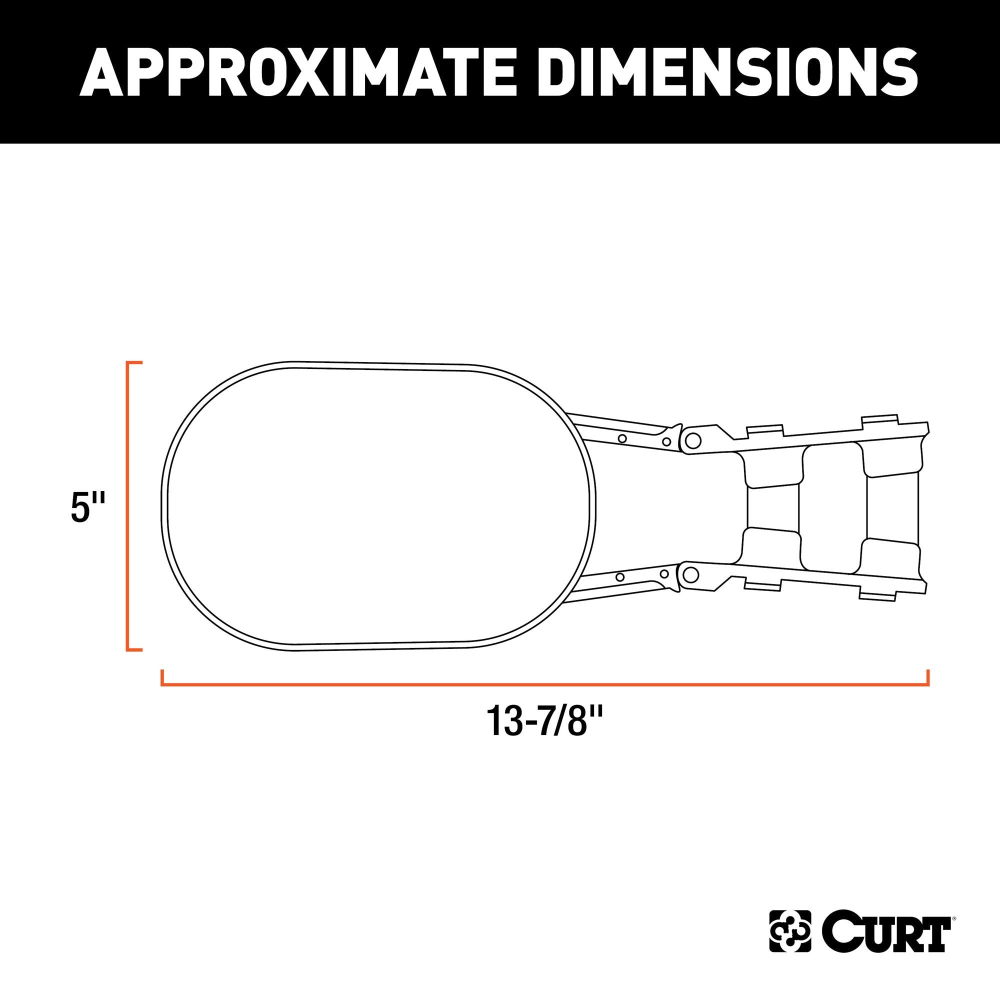 CURT 5-Inch x 7-1/2-Inch Universal Strap-On Adjustable Extendable Towing Mirror 20002