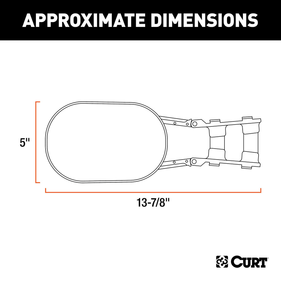 CURT 5-Inch x 7-1/2-Inch Universal Strap-On Adjustable Extendable Towing Mirror 20002