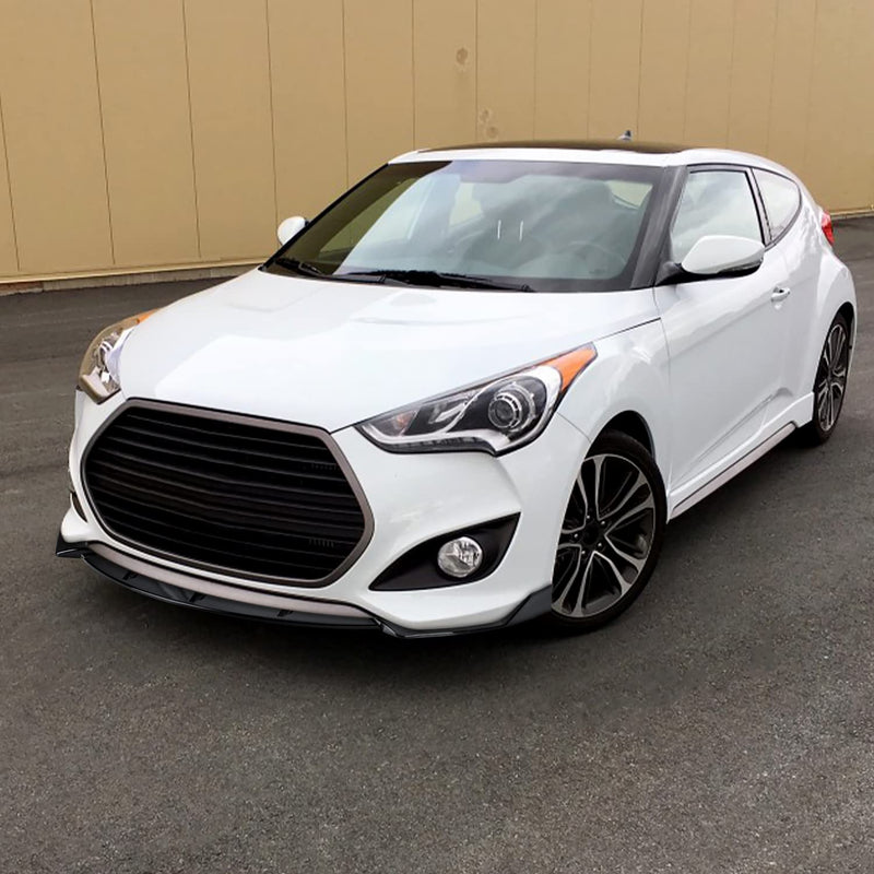 Glossy Black Spec-D Tuning Front Bumper Lip Spoiler Splitter Compatible with 2013-2017 Hyundai Veloster Turbo