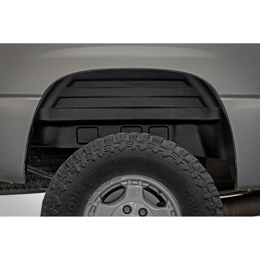 Rear Wheel Well Liners Rough Country for Chevy Silverado/GMC Sierra 1500 2WD/4WD (1999-2006 & Classic) - Heavy-Duty Rear Fender Liners for Mud & Debris Protection, Made in USA