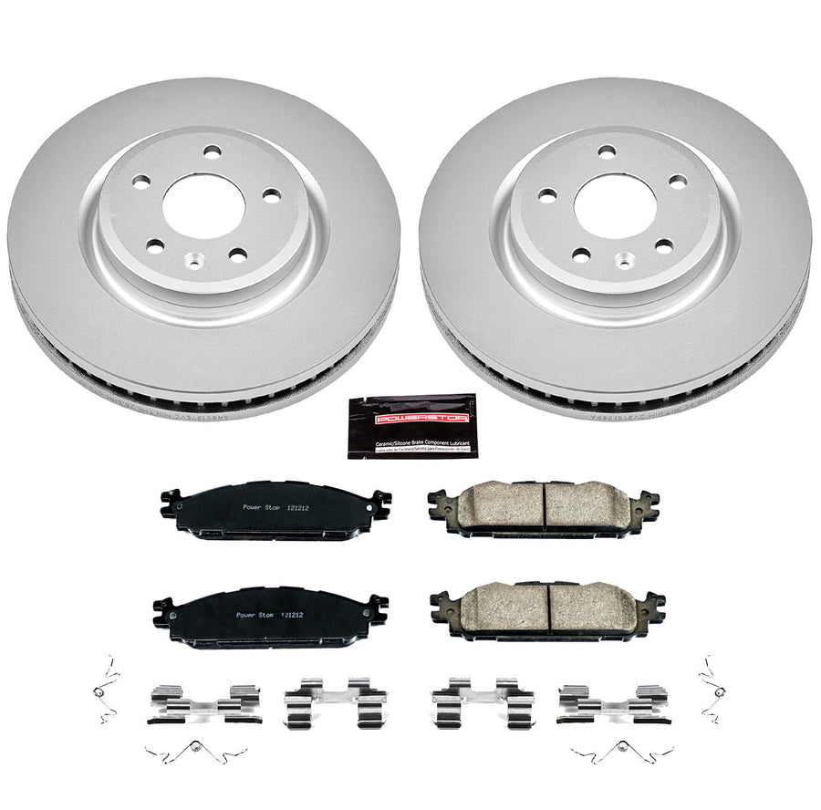 Coated Power Stop CRK5583 Brake Rotor & Ceramic Brake Pads- front
