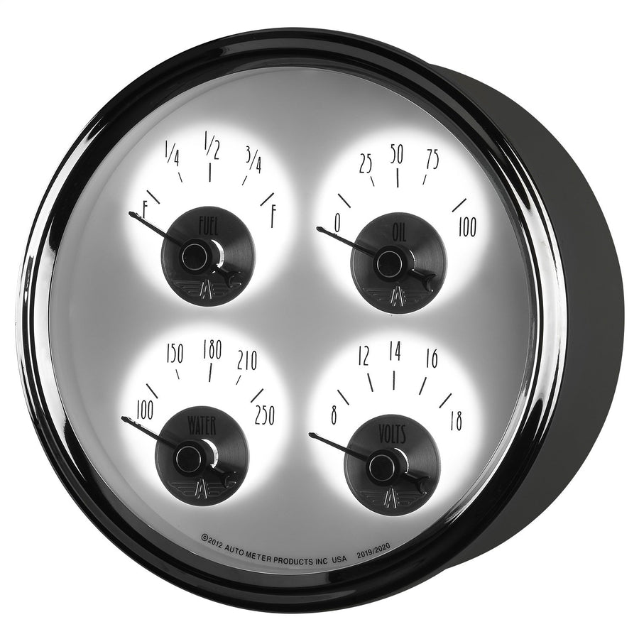 Auto Meter Prestige Pearl 2020 5" Electric Fuel Level Gauge (100 PSI/100-250 Degree F/8-18V/0 Ohm E-90 Ohm F, 127mm)