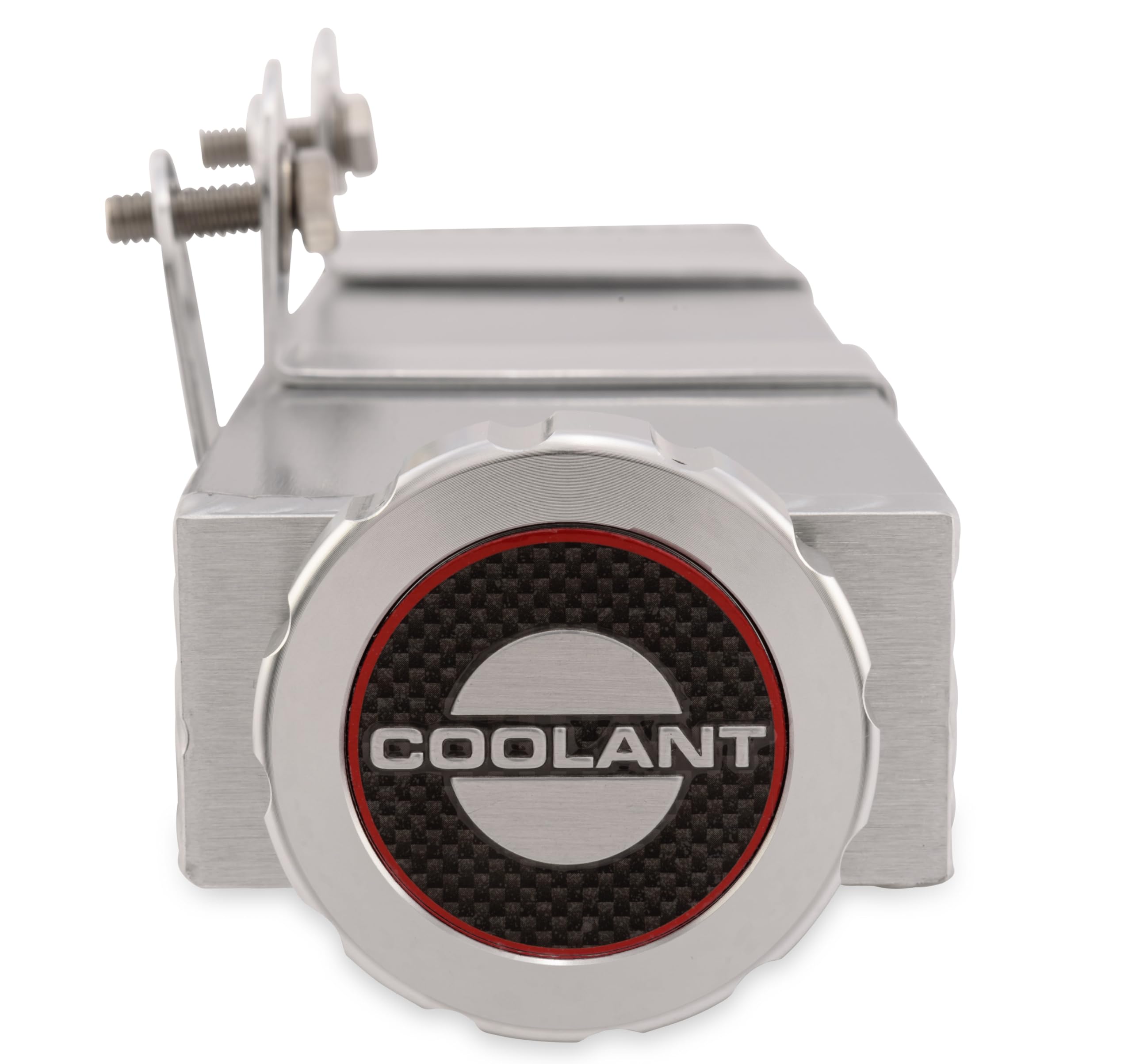 Scott Drake Radiator Recovery Tank Billet Aluminum with Carbon Fiber Pattern Emblem Insert, Compatible with 1964-1968 Ford Mustang, Model C5ZZ-8C077-AL
