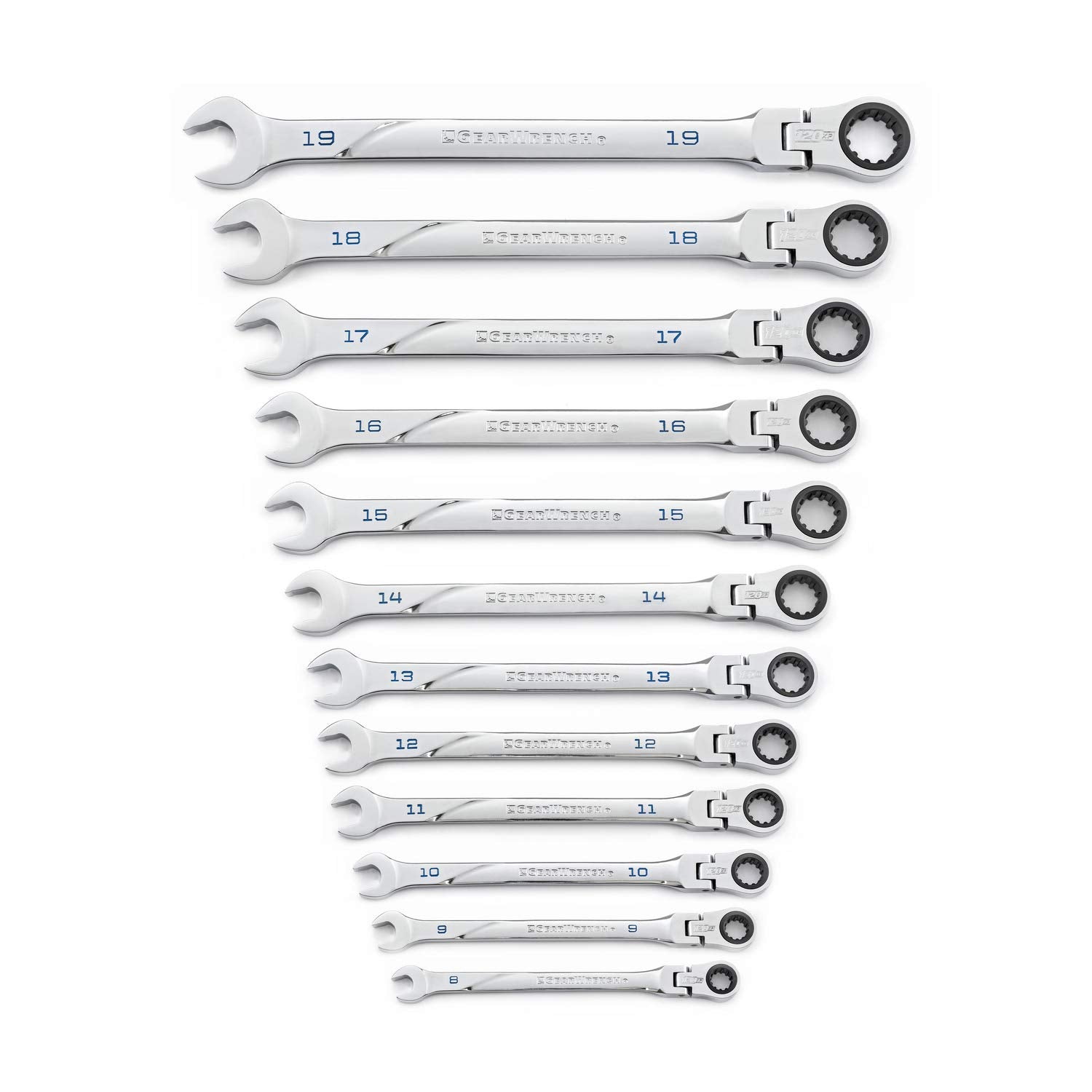 12 Pc. GEARWRENCH 120XP Universal Spline XL Flex Head Ratcheting Combination Metric Wrench Set - 86229