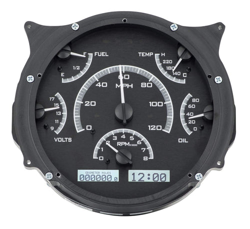 VHX-66F-BRO-K-W Dakota Digital Compatible with 1966-77 Ford Bronco VHX System Analog Dash Gauge System Black Alloy White Backlighting