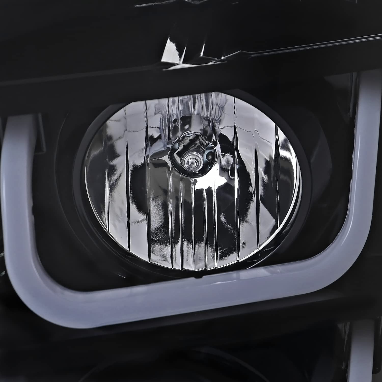 Glossy Black Smoke SPEC-D TUNING U-Shape Halo Projector Headlights Compatible with 2007-2014 GMC Yukon