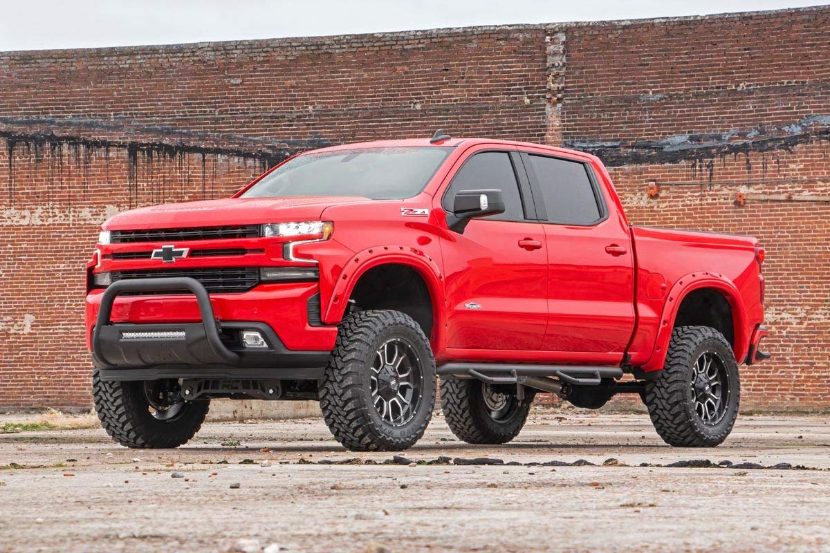 Black LED Rough Country Bull Bar for 2019-2022 Chevy Silverado - B-C4072