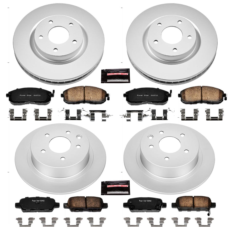 Power Stop CRK4475 Brake Rotor & Coated Ceramic Brake Pads- front & rear For Nissan Sentra 2007-2012 [Model Specific]