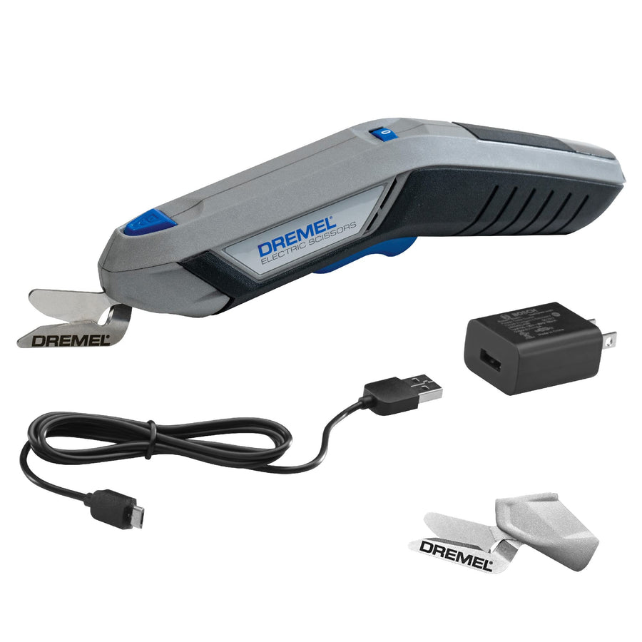Dremel Cordless 4V Electric Scissors with USB Rechargeable Battery and Two Blade Attachments - Ideal for Cutting Cardboard, Fabric, and Paper, HSSC-01