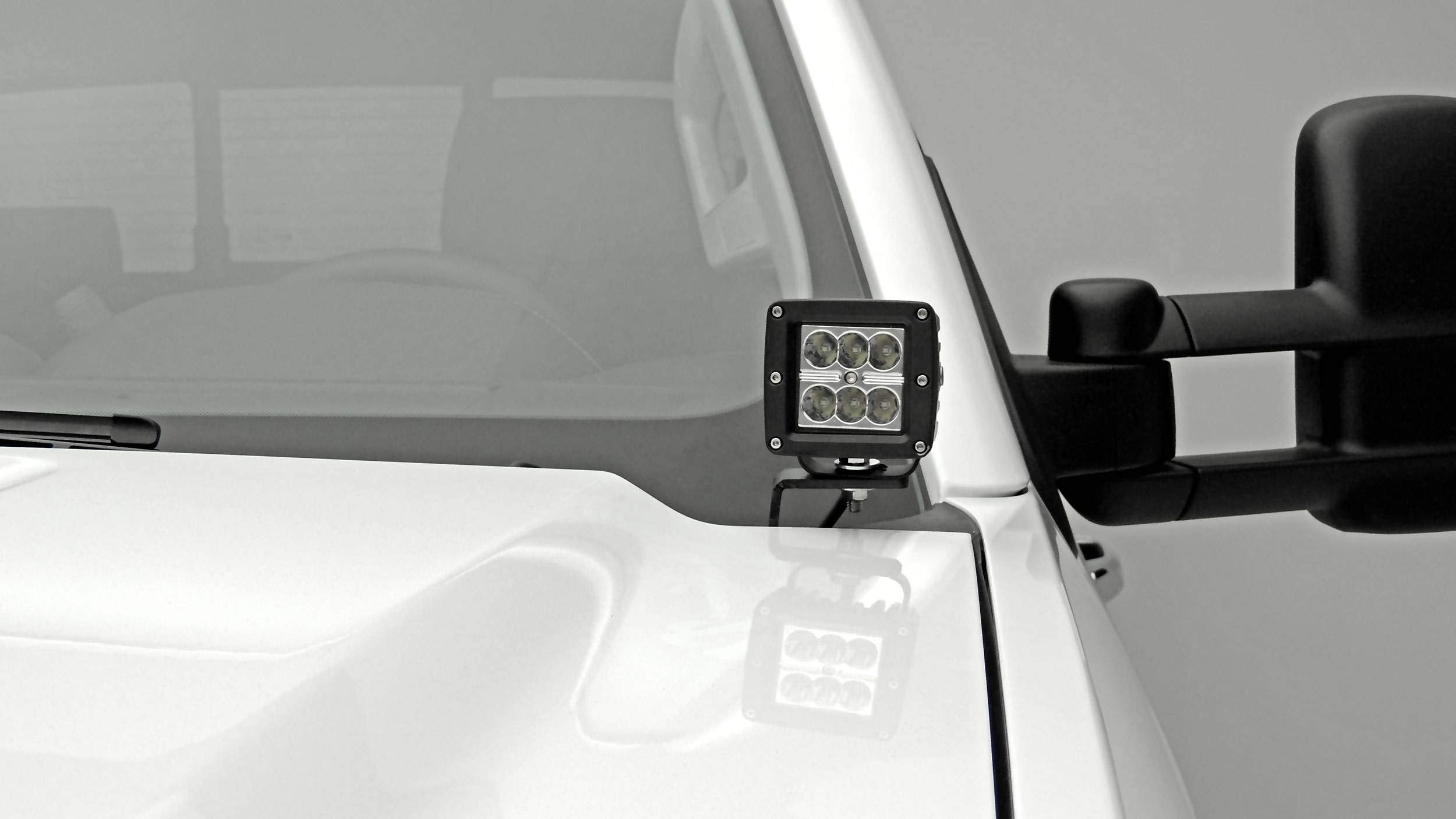ZROADZ LED Mounting Bracket Ditch Hood Hinge - Compatible w/ 2015-2019 Chevy Silverado 2500 3500 - to Mount (2) 3 Inch LED Pod Lights - Mild Steel Gloss Black - Bolt-On Easy Installation - PN #Z361221