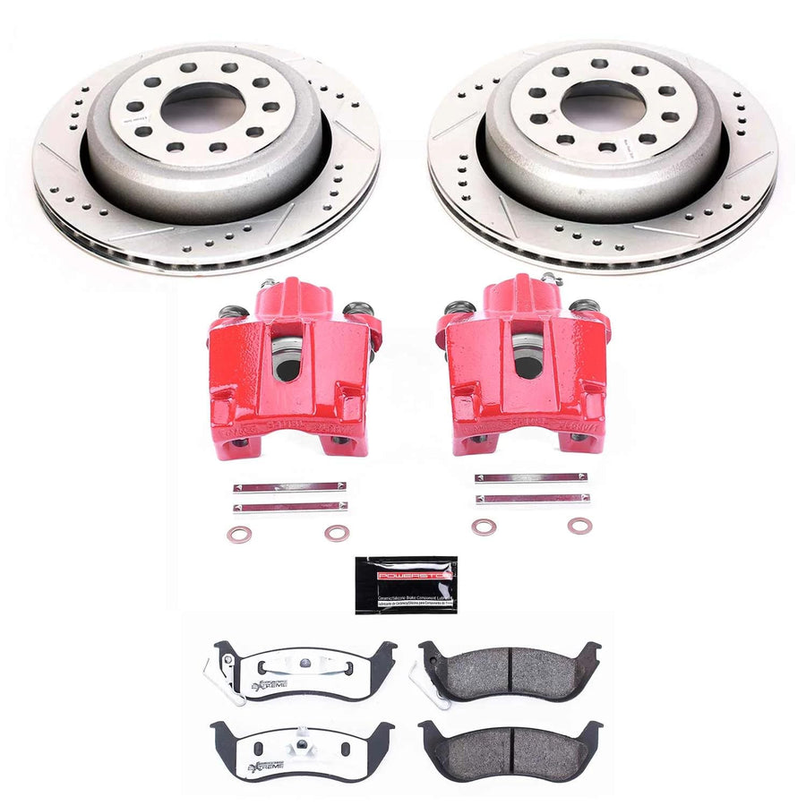 Power Stop Z26 KC5293-26, Rear Caliper Kit-Drilled/Slotted Rotors, Carbon Ceramic Brake Pads, Calipers For Lincoln Town Car 2003-2011 [Model Specific]