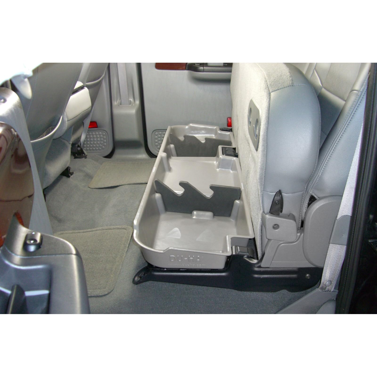 Under Seat Storage DuHa 20067 fits 2003-2016 Ford F250 F350 F450 F550 Super Duty Crew Cab with 60/40 Split Bench Seats Only | Black Heavy-Duty Back Seat Organizer | Includes Dividers