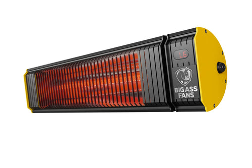 Obsidian Big Ass Fans - Low-light Infrared Electric Heater, Black and Yellow, Indoor or Outdoor Spaces, Patios, Restaurants, Hardwired Wall Mount