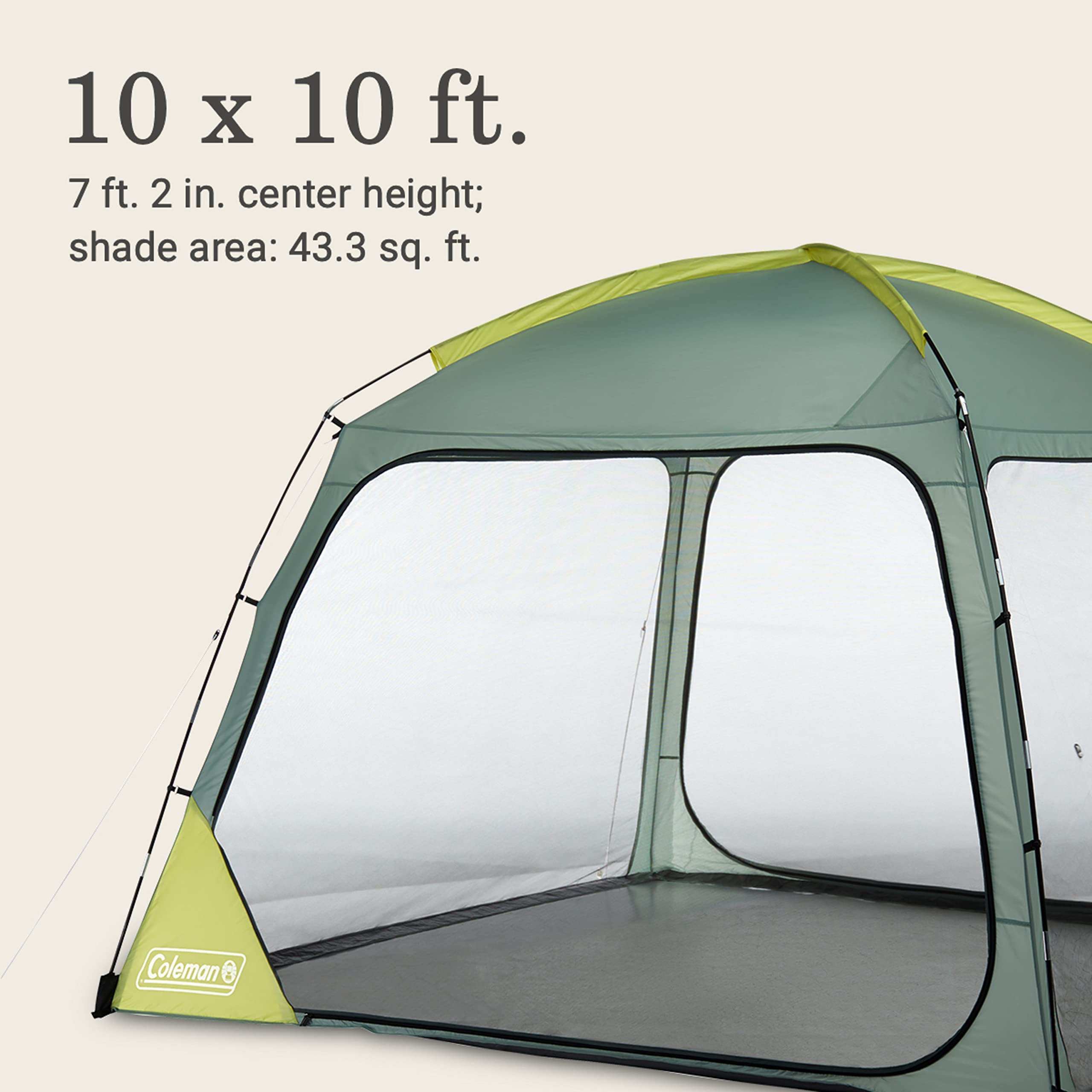 Skyshade Coleman Screen Dome Canopy Tent 10 x 10 Shade Canopy UPF 50+ Outdoor Tent for Camping Tailgating and Beach Shade Moss