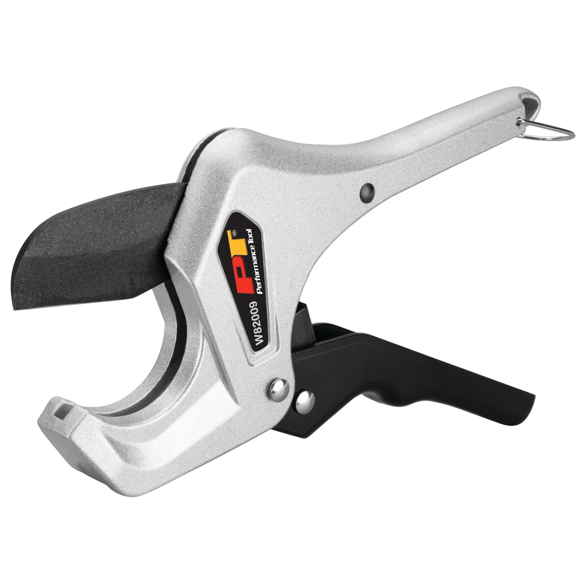 W82009 Performance Tool 1-3/8-Inch Ratcheting PVC Pipe Cutter, Heavy Duty SK5 Steel Blade, Cuts PVC, CPVC, PEX, Rubber Hoses, Sping Loaded Comfort Grip