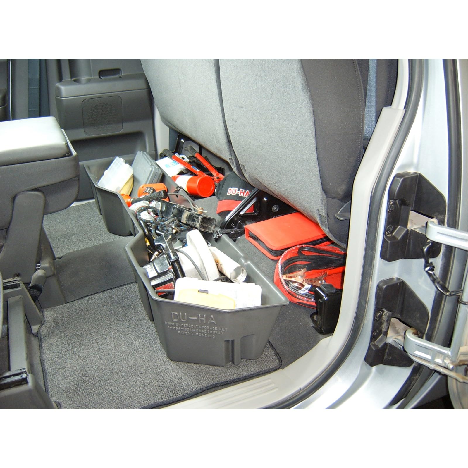 Under Seat Storage DuHa 40011 fits 2004-2024 Nissan Titan King Cab & Crew Cab | Dark Gray Heavy-Duty Back Seat Multi Tool Organizer | Includes Dividers
