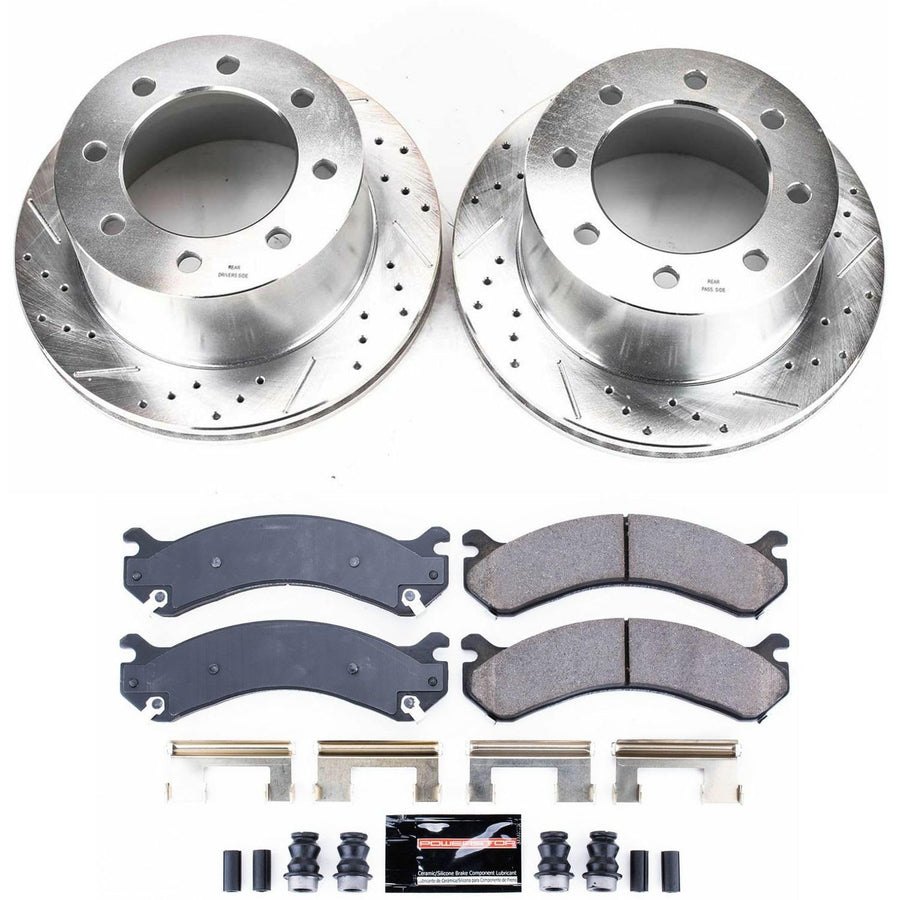 Power Stop Rear K5337 Z23 Carbon Fiber Brake Pads with Drilled & Slotted Brake Rotors Kit