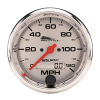 Speedo AutoMeter Gauge, 3 3/4", 120 Mph, Elec, Silver, Pro-Cycle (19352)