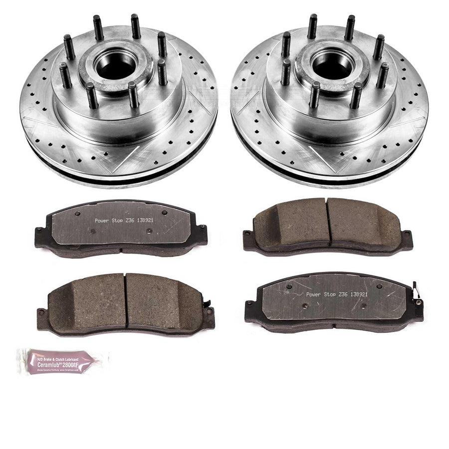 Power Stop K5588-36 Z36 Truck & Tow Front Brake Kit, Carbon Fiber Ceramic Brake Pads and Drilled/Slotted Brake Rotors For Ford F-250 Super Duty, Ford F-350 Super Duty [Model Specific]