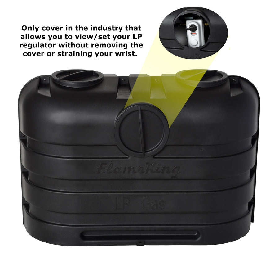 Flame King 20LB Dual LP Propane Tank Light Plastic Heavy Duty Cover for RV, Travel Trailer, Camper - Black