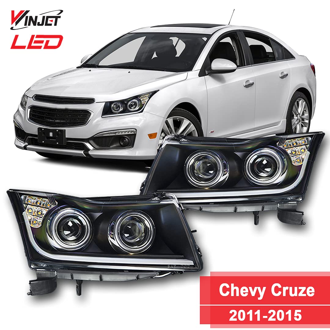 Winjet LED DRL Bar Projector Headlights Compatible with Chevrolet [2011 2012 2013 2014 2015 Cruze] [2016 Cruze]