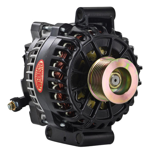 Black Powermaster 58478 Alternator (6G 200A 6 Groove Pulley Large Frame Trans Mating LI-SIG-AS Regular)