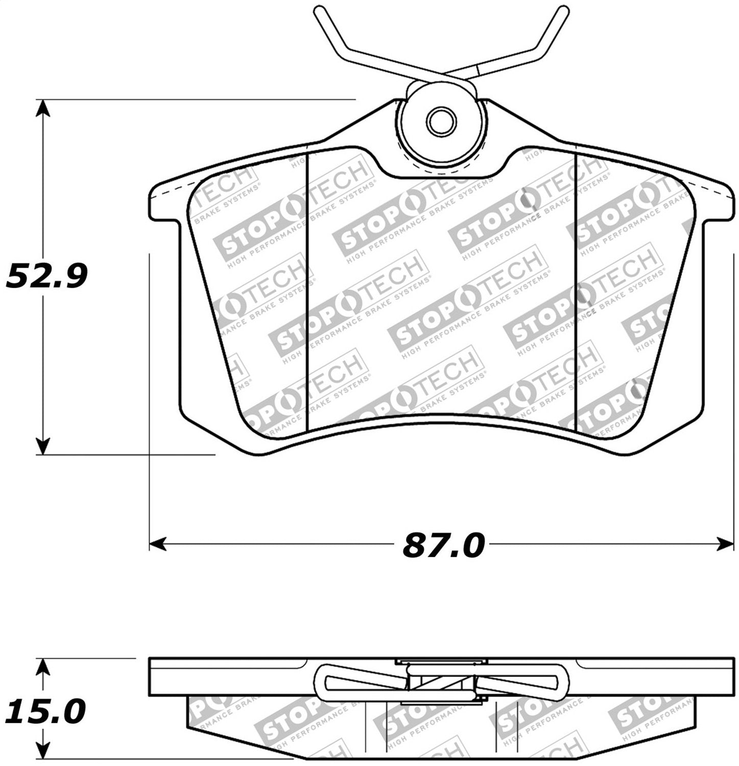 Rear StopTech 308.03400 Brake Pads with Shims Street