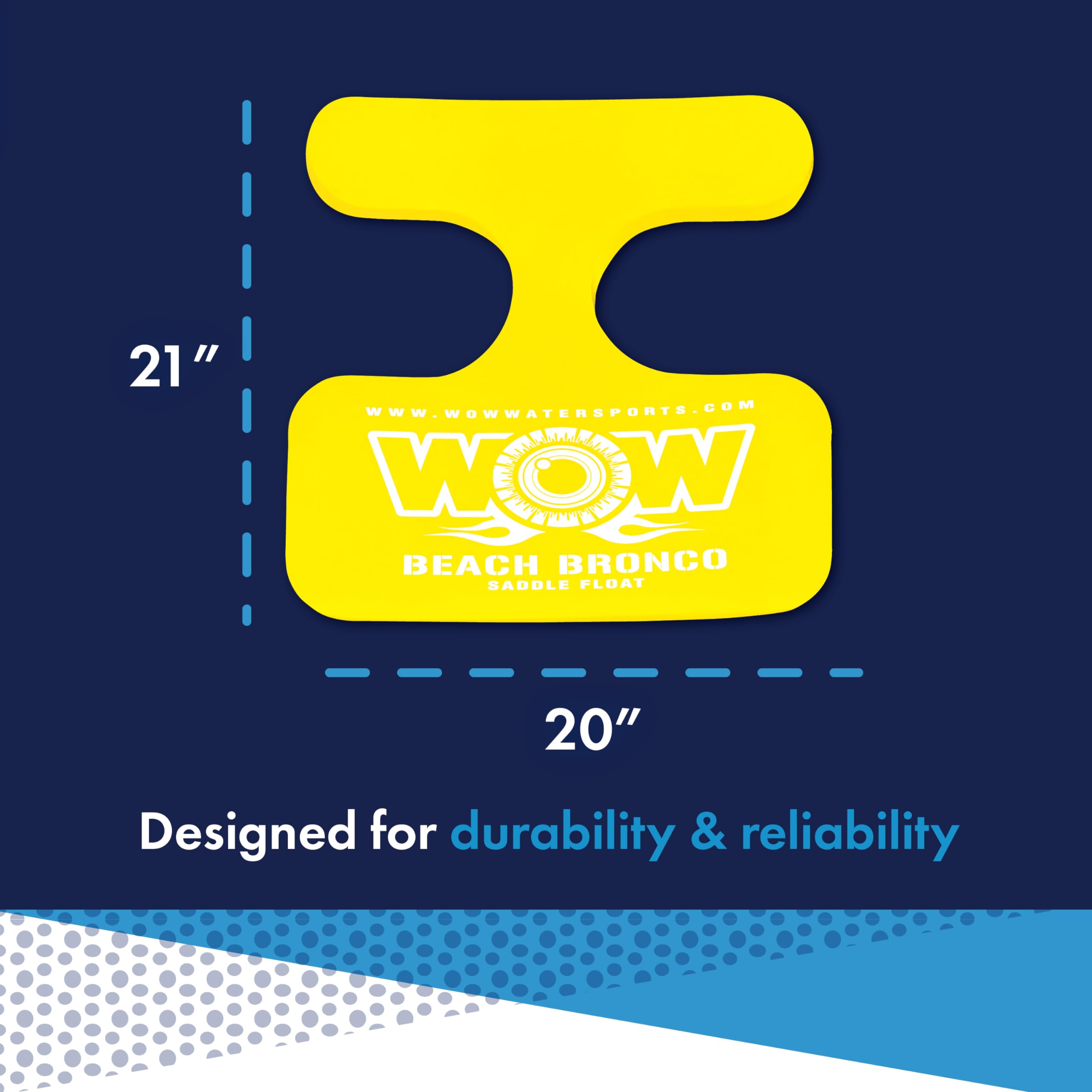 Foam Water Saddle Float - WOW Sports for Kids & Adults - 1 Person Pool Seat - Whale Tail - Pool Party Accessory - Yellow
