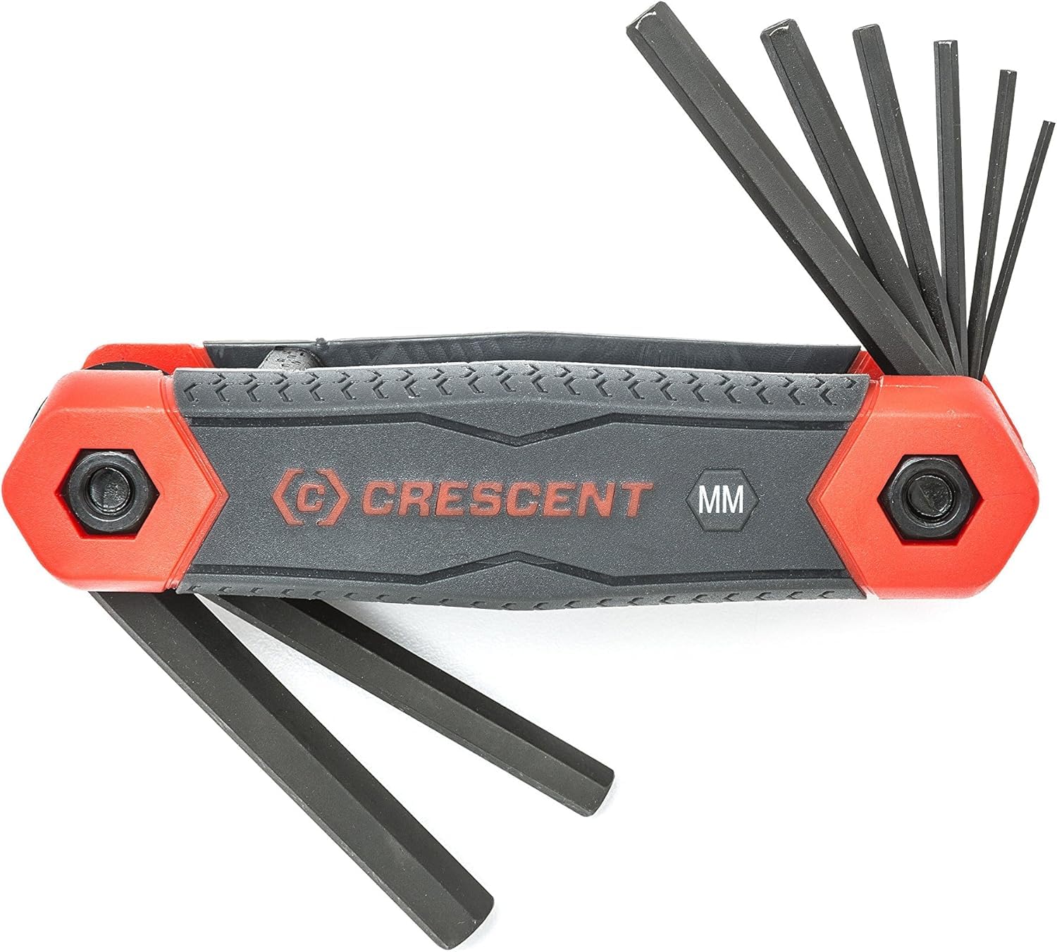 Crescent 8 Piece Dual Material Folding Metric Hex Key Set - CHKFM8, Black